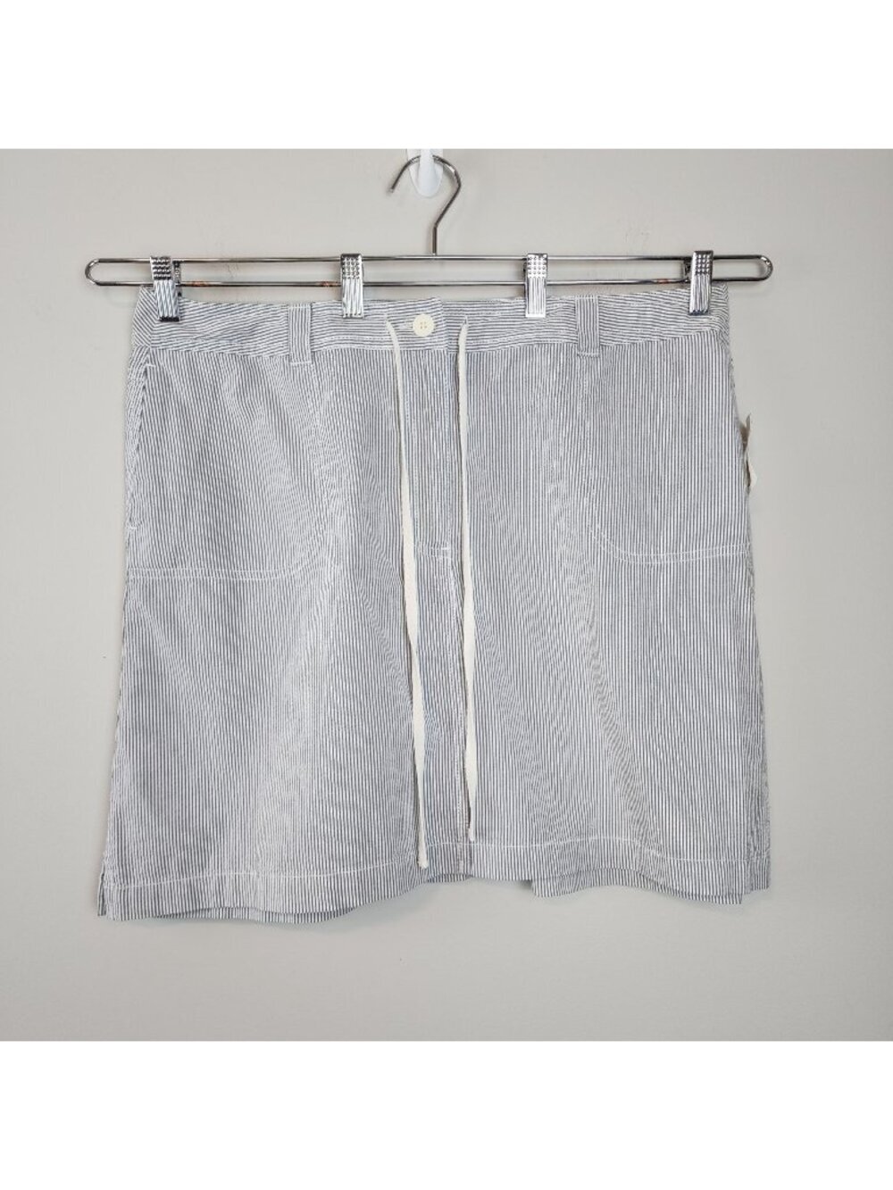 Talbots mini skirt women sz 18 gray pinstripe coastal beach summer New